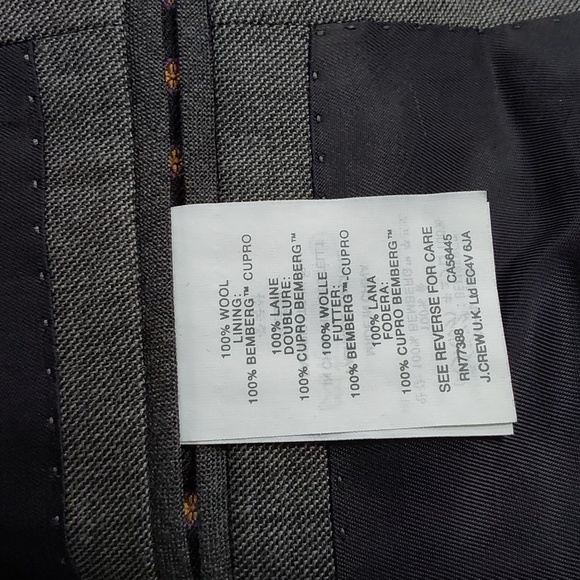 Tollegno 1900 J.Crew Crosby Gray Charcoal Wool Suit Jacket Modern luxury Sz.46r - Picture 11 of 12